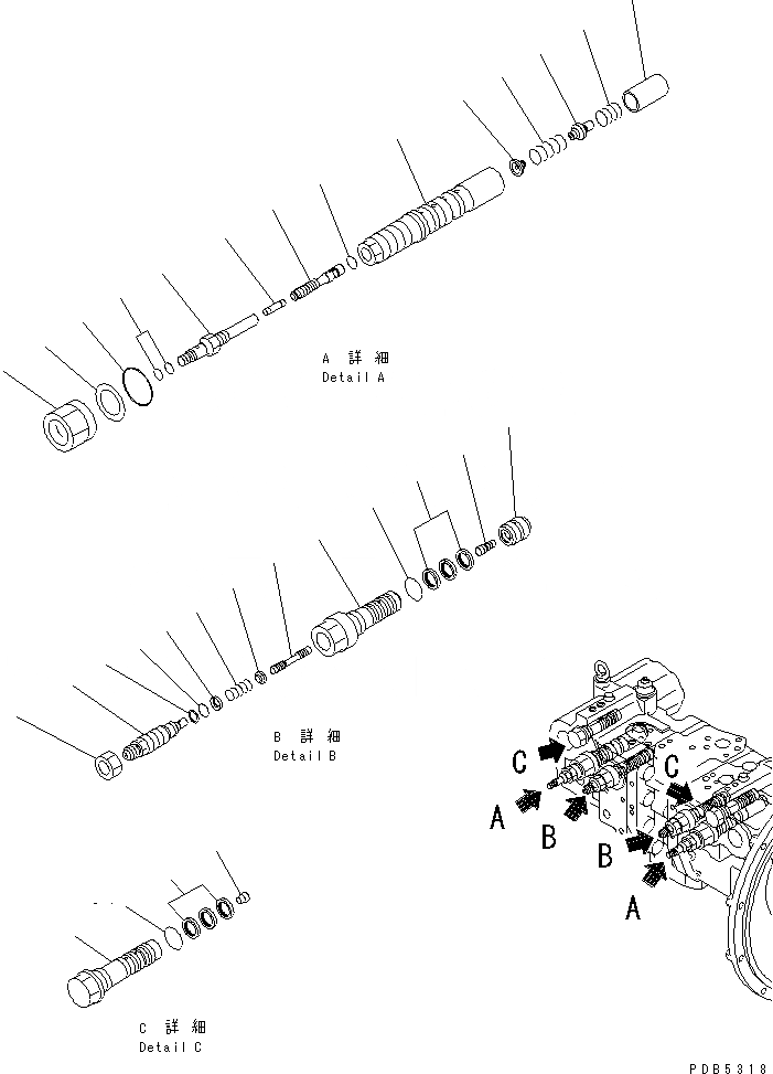 Схема запчастей Komatsu PC200SC-6 - ОСНОВН. НАСОС (9/) ОСНОВН. КОМПОНЕНТЫ И РЕМКОМПЛЕКТЫ