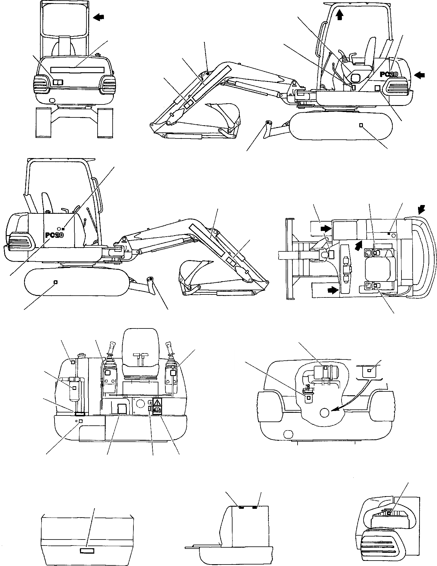 Схема запчастей Komatsu PC20-7 - МАРКИРОВКА (НАВЕС) МАРКИРОВКА