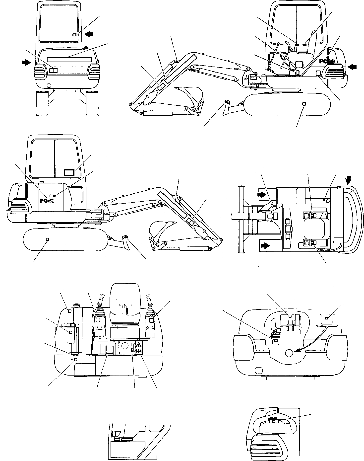 Схема запчастей Komatsu PC20-7 - МАРКИРОВКА (КАБИНА) МАРКИРОВКА