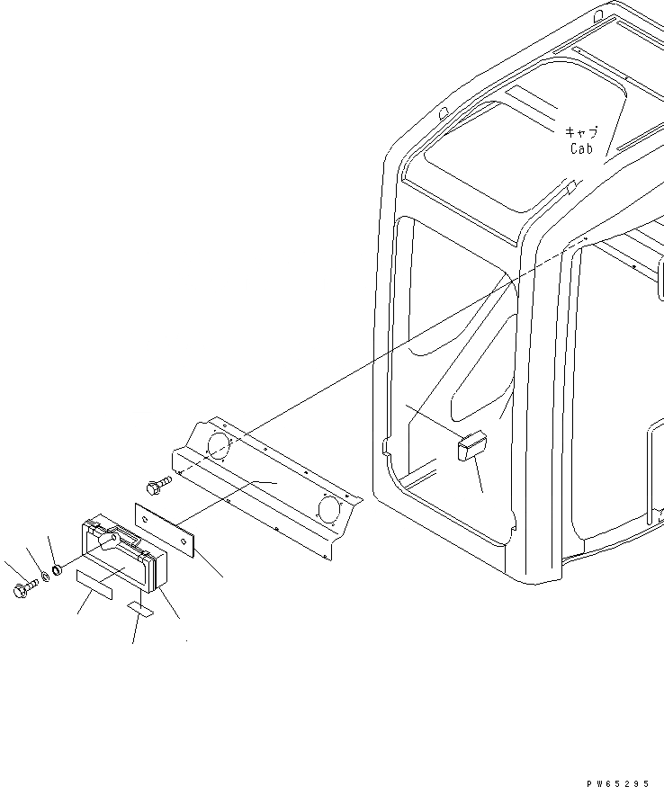 Схема запчастей Komatsu PC20MR-1 - КАБИНА (ЯЩИК Д/ИНСТРУМЕНТА И ПЕПЕЛЬНИЦА) КАБИНА ОПЕРАТОРА И СИСТЕМА УПРАВЛЕНИЯ