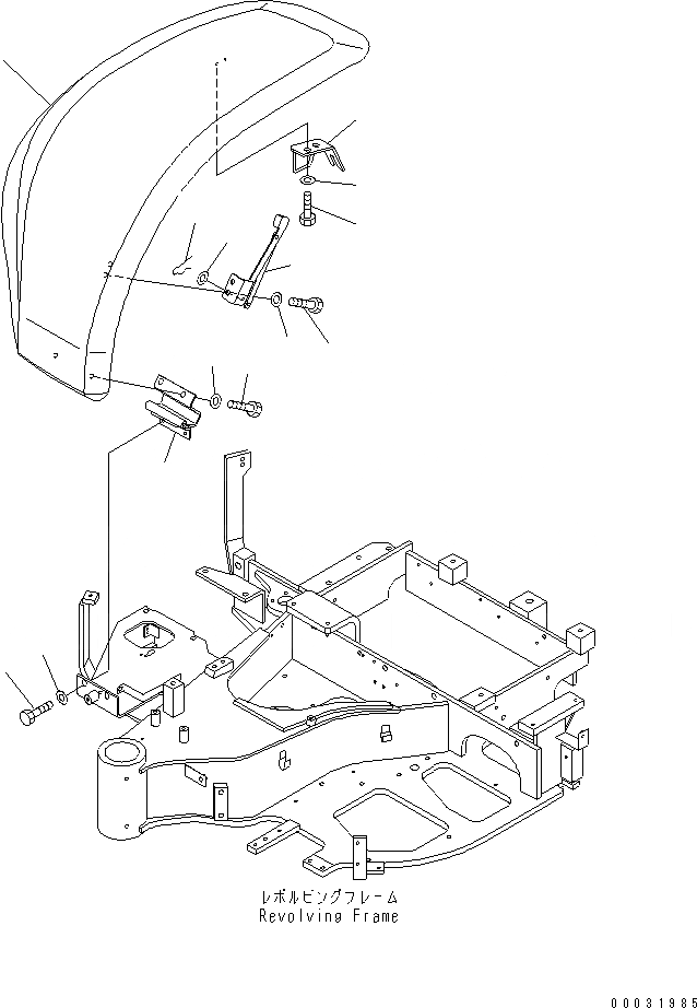 Схема запчастей Komatsu PC20MR-1 - ПЕРЕДН. COVER(№-) ЧАСТИ КОРПУСА