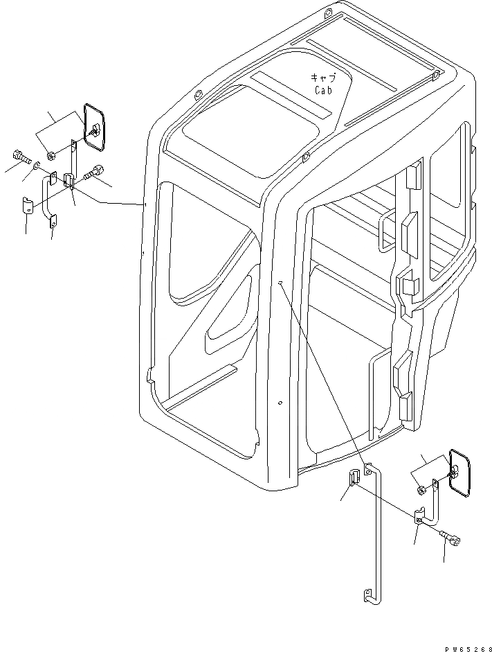 Схема запчастей Komatsu PC20MR-1 - ЗЕРКАЛА ЗАДН. ВИДА(ДЛЯ КАБИНЫ) ЧАСТИ КОРПУСА