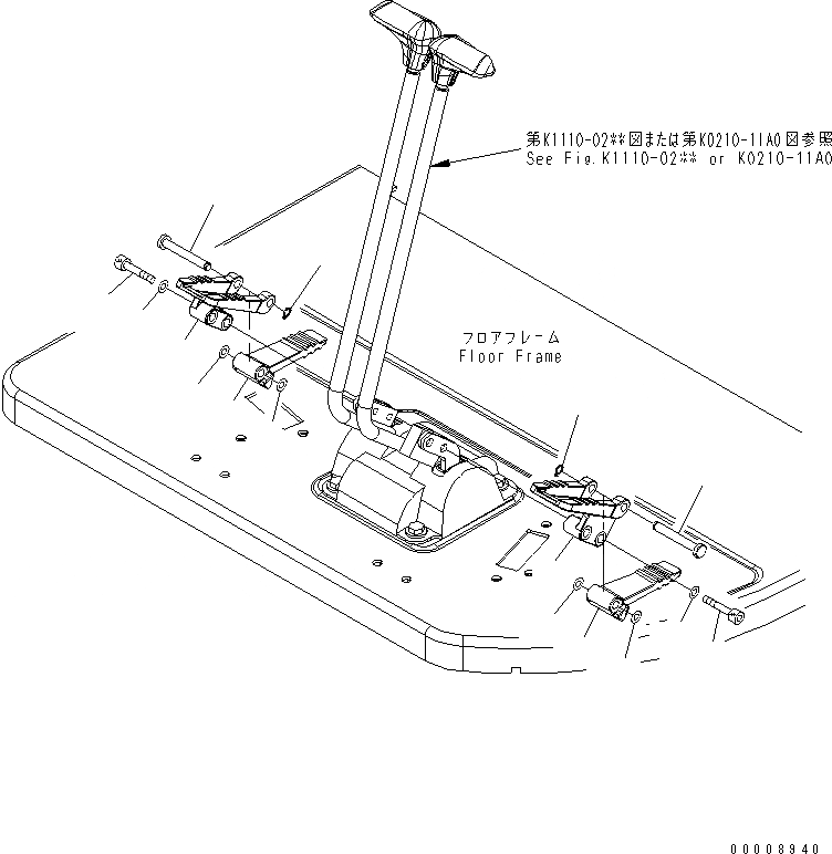 Схема запчастей Komatsu PC20MR-2 - ПЕДАЛЬ ХОДА КАБИНА ОПЕРАТОРА И СИСТЕМА УПРАВЛЕНИЯ