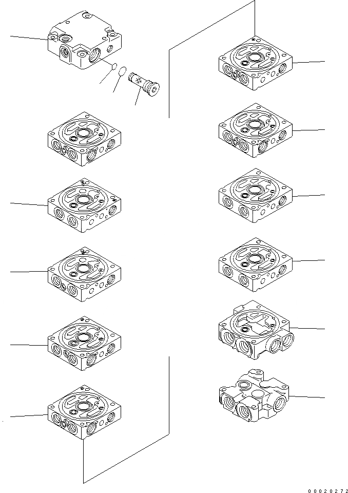 Схема запчастей Komatsu PC20MR-2 - ОСНОВН. КЛАПАН (9-КЛАПАН) (/) ОСНОВН. КОМПОНЕНТЫ И РЕМКОМПЛЕКТЫ