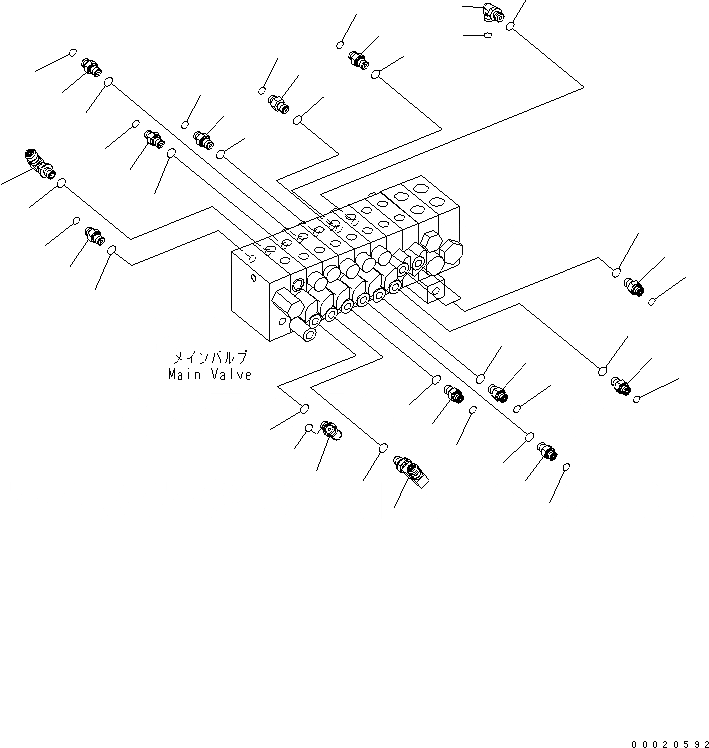 Схема запчастей Komatsu PC20MR-2-A - ОСНОВН. КЛАПАН (СОЕДИНИТЕЛЬН. ЧАСТИ) (/) (НАВЕС) ГИДРАВЛИКА