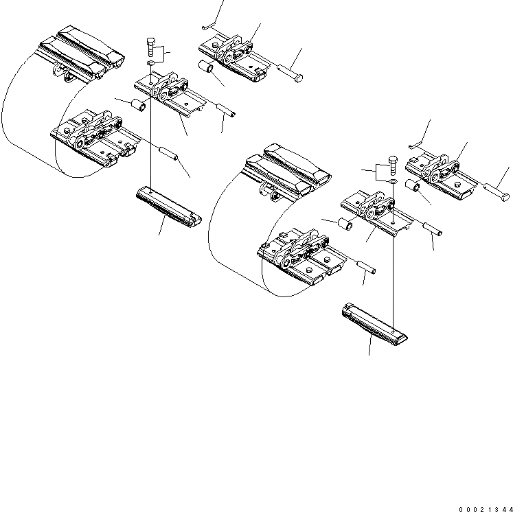 Схема запчастей Komatsu PC20MR-2-A - ГУСЕНИЦЫ (ДВОЙН. ГРУНТОЗАЦЕП С ОТВЕРСТИЯМИ) (С ПОДУШКА) ХОДОВАЯ