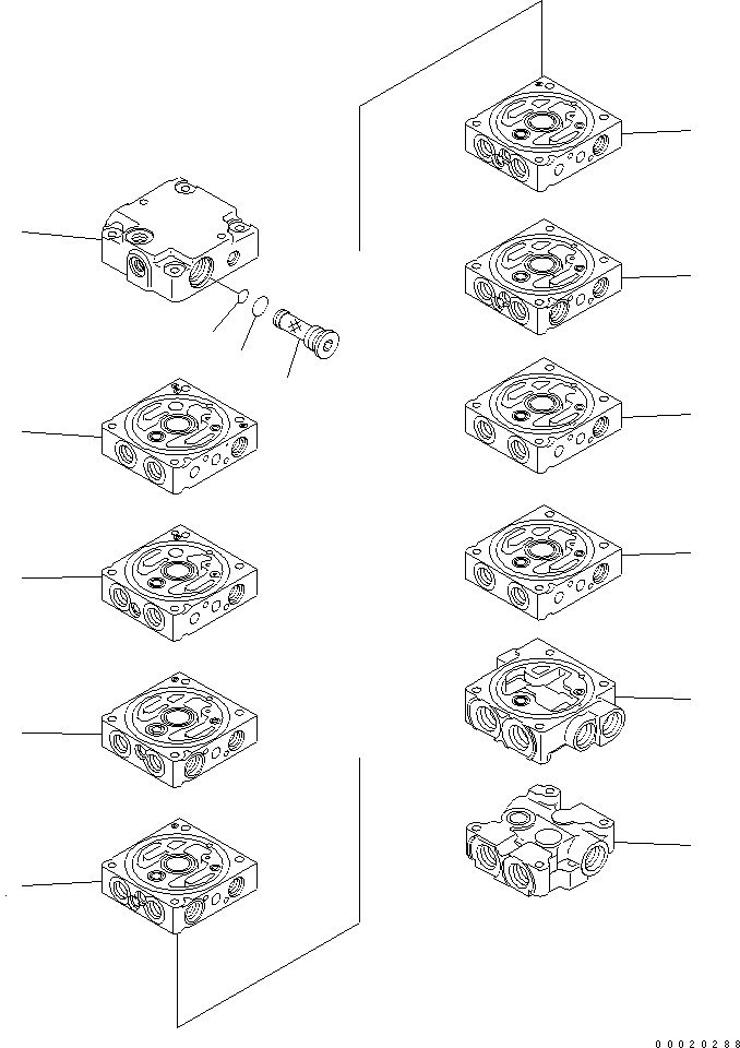 Схема запчастей Komatsu PC20MR-2-A - ОСНОВН. КЛАПАН (8-КЛАПАН) (/) ОСНОВН. КОМПОНЕНТЫ И РЕМКОМПЛЕКТЫ