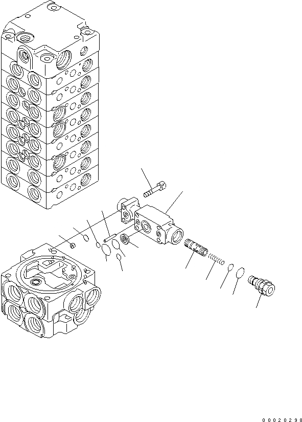 Схема запчастей Komatsu PC20MR-2-A - ОСНОВН. КЛАПАН (8-КЛАПАН) (/) ОСНОВН. КОМПОНЕНТЫ И РЕМКОМПЛЕКТЫ
