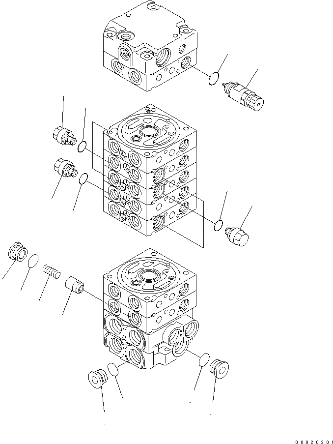 Схема запчастей Komatsu PC20MR-2-A - ОСНОВН. КЛАПАН (8-КЛАПАН) (/) ОСНОВН. КОМПОНЕНТЫ И РЕМКОМПЛЕКТЫ