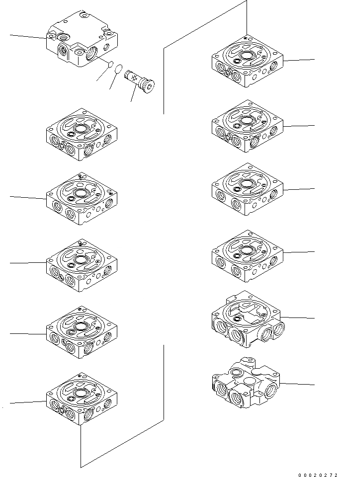 Схема запчастей Komatsu PC20MR-2-A - ОСНОВН. КЛАПАН (9-КЛАПАН) (/) ОСНОВН. КОМПОНЕНТЫ И РЕМКОМПЛЕКТЫ