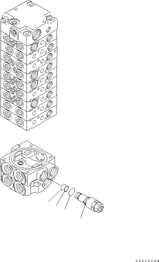 Схема запчастей Komatsu PC20MR-2-A - ОСНОВН. КЛАПАН (9-КЛАПАН) (/) ОСНОВН. КОМПОНЕНТЫ И РЕМКОМПЛЕКТЫ