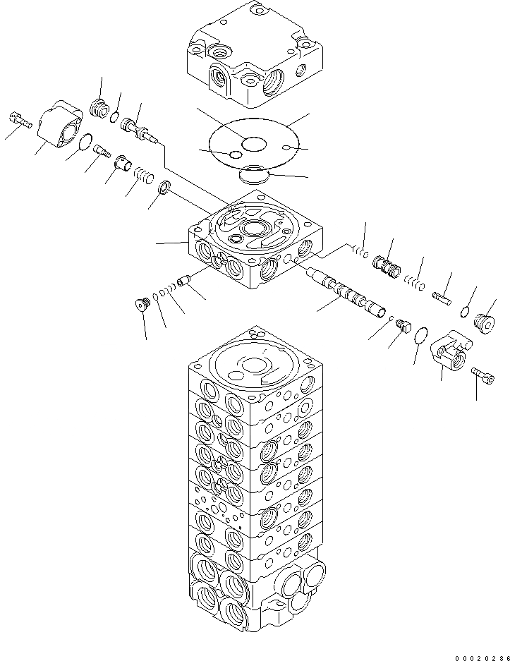 Схема запчастей Komatsu PC20MR-2-A - ОСНОВН. КЛАПАН (9-КЛАПАН) (/) ОСНОВН. КОМПОНЕНТЫ И РЕМКОМПЛЕКТЫ