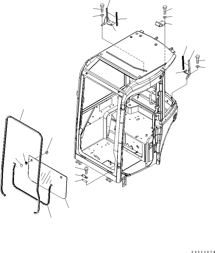 Схема запчастей Komatsu PC20MR-2 - КАБИНА (/8) (ПЕРЕДН. НИЖН. СТЕКЛА) КАБИНА ОПЕРАТОРА И СИСТЕМА УПРАВЛЕНИЯ