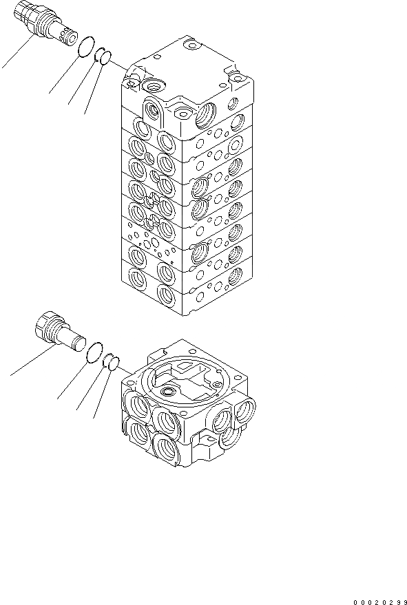 Схема запчастей Komatsu PC20MR-2 - ОСНОВН. КЛАПАН (8-КЛАПАН) (/) ОСНОВН. КОМПОНЕНТЫ И РЕМКОМПЛЕКТЫ