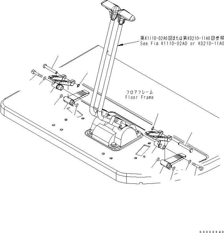 Схема запчастей Komatsu PC20MR-2-B - ПЕДАЛЬ ХОДА КАБИНА ОПЕРАТОРА И СИСТЕМА УПРАВЛЕНИЯ