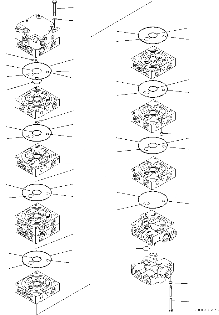 Схема запчастей Komatsu PC20MR-2-B - ОСНОВН. КЛАПАН (9-КЛАПАН) (/) ОСНОВН. КОМПОНЕНТЫ И РЕМКОМПЛЕКТЫ