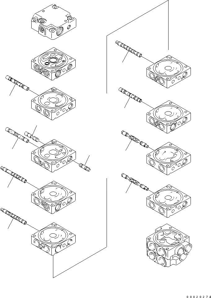 Схема запчастей Komatsu PC20MR-2-B - ОСНОВН. КЛАПАН (9-КЛАПАН) (/) ОСНОВН. КОМПОНЕНТЫ И РЕМКОМПЛЕКТЫ
