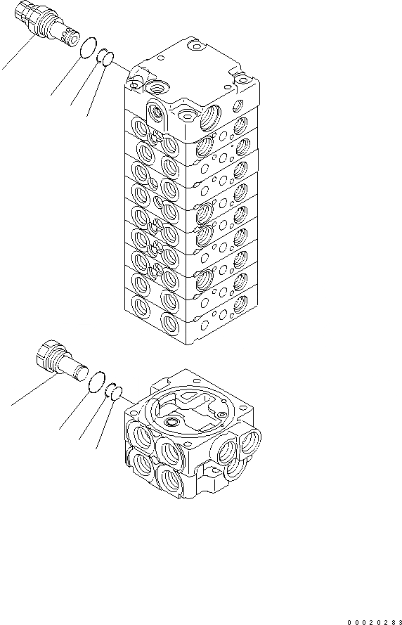 Схема запчастей Komatsu PC20MR-2-B - ОСНОВН. КЛАПАН (9-КЛАПАН) (/) ОСНОВН. КОМПОНЕНТЫ И РЕМКОМПЛЕКТЫ