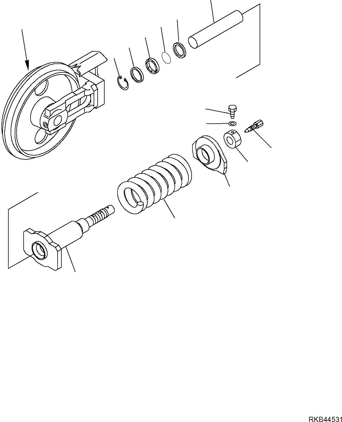 Схема запчастей Komatsu PC20MR-2 - ПРУЖИНА (ДЛЯ РЕЗИН. SHOE) НИЖН.CARRIAGE