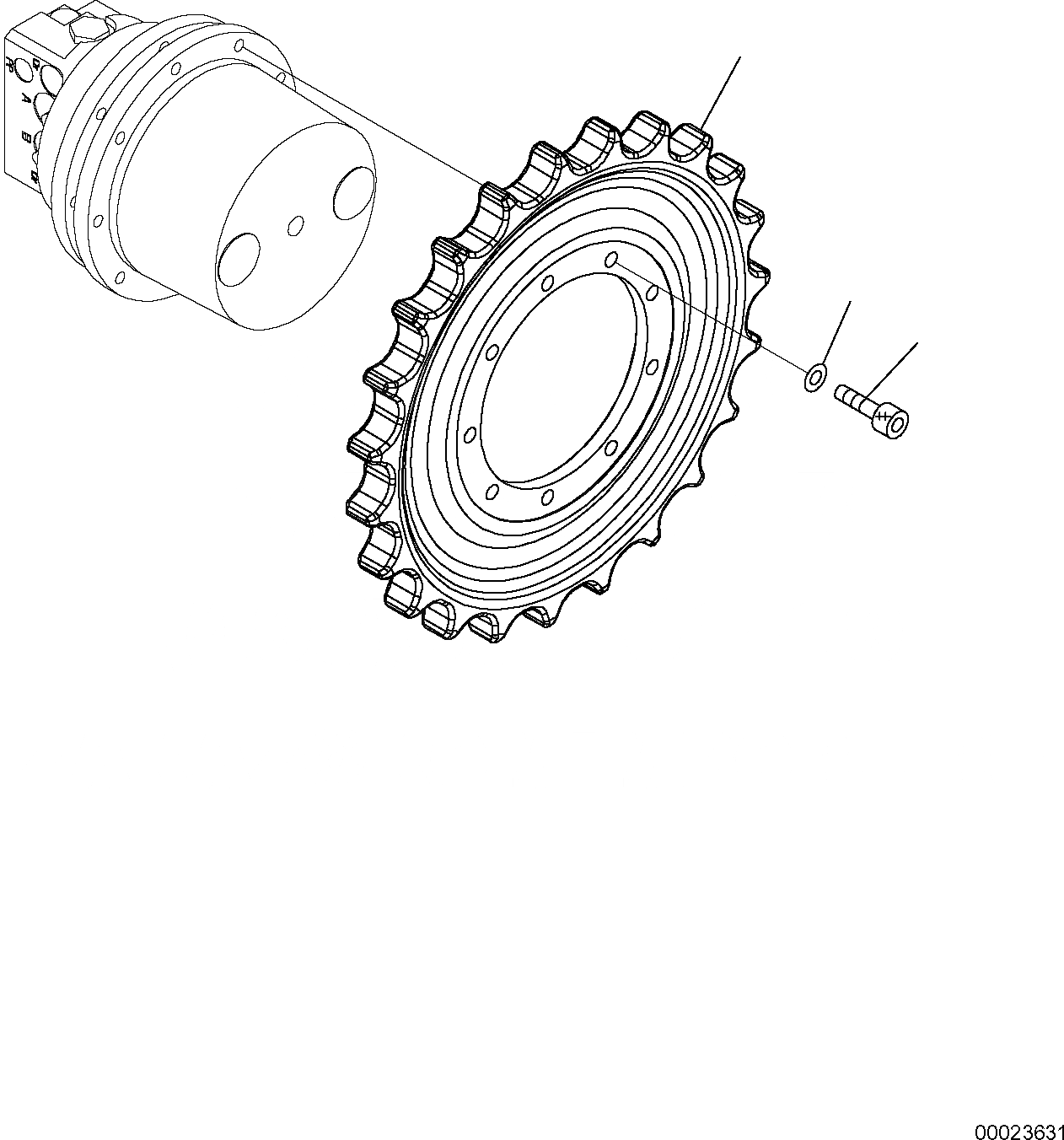 Схема запчастей Komatsu PC20MR-2 - ЗВЕЗДОЧКА НИЖН.CARRIAGE