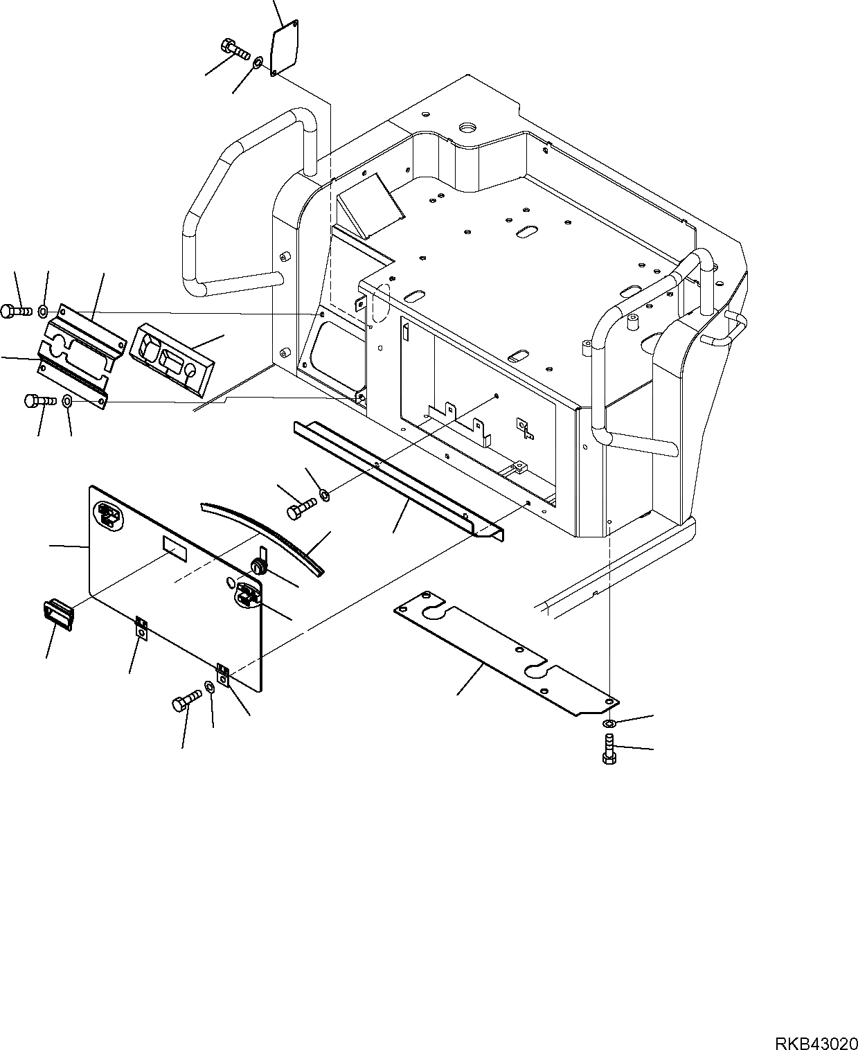 Схема запчастей Komatsu PC20MR-2 - КРЫШКИ (КАБИНА) (/) ЧАСТИ КОРПУСА И КАБИНА