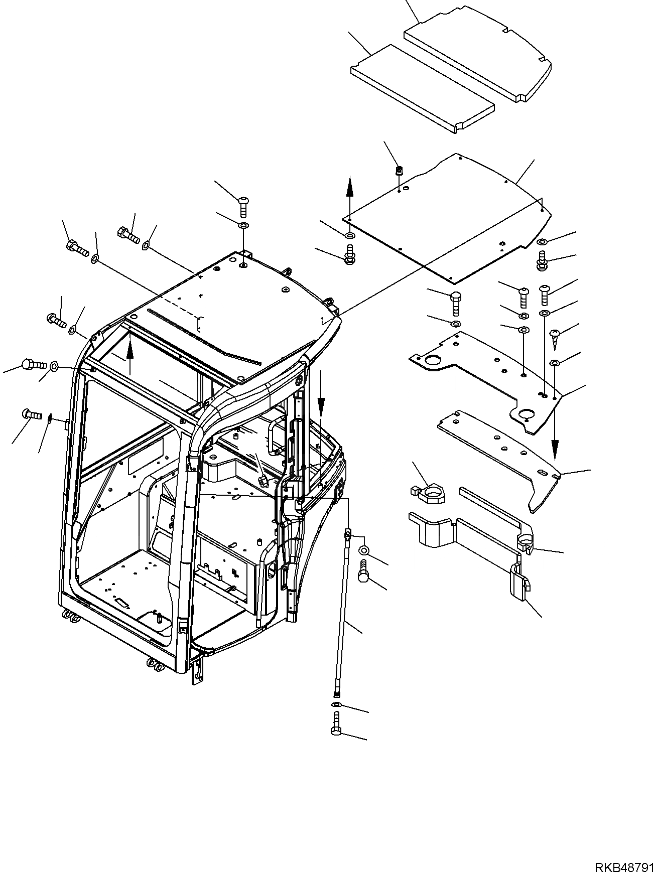 Схема запчастей Komatsu PC20MR-2 - КАБИНА (8/8) ЧАСТИ КОРПУСА И КАБИНА