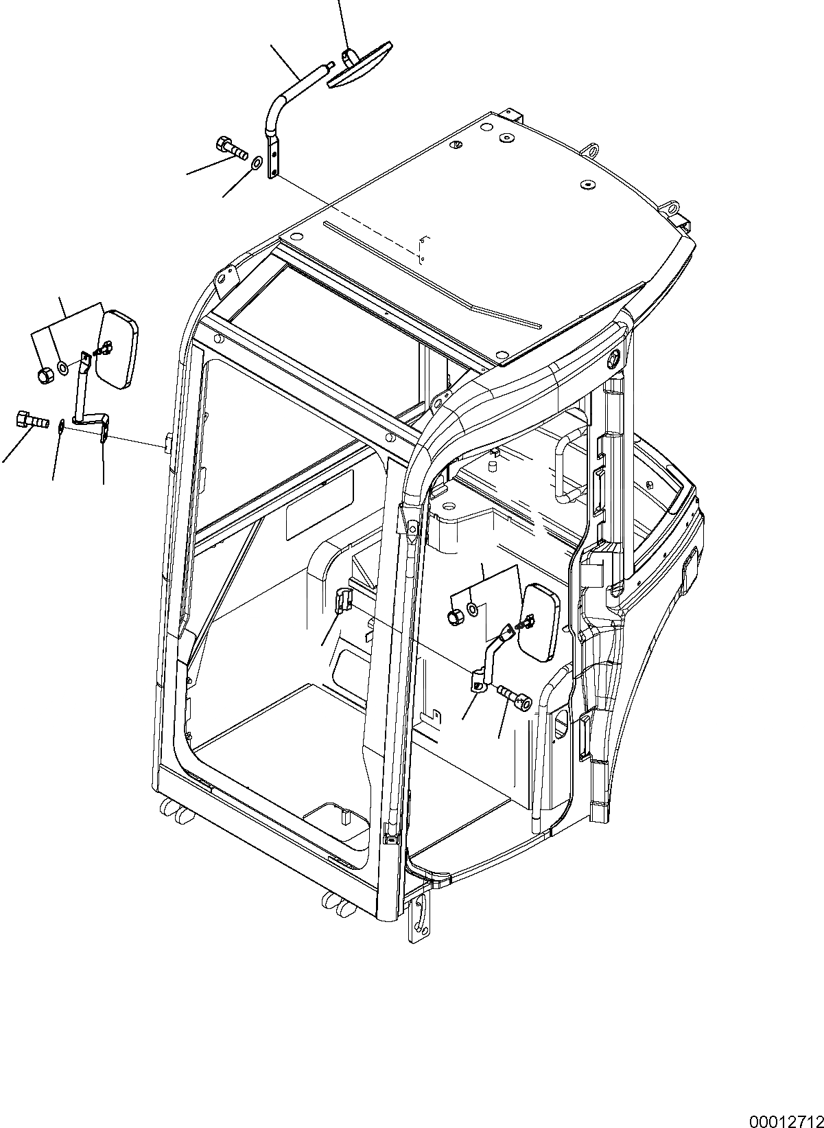 Схема запчастей Komatsu PC20MR-2 - VIEW ЗЕРКАЛА(КАБИНА) ЧАСТИ КОРПУСА И КАБИНА