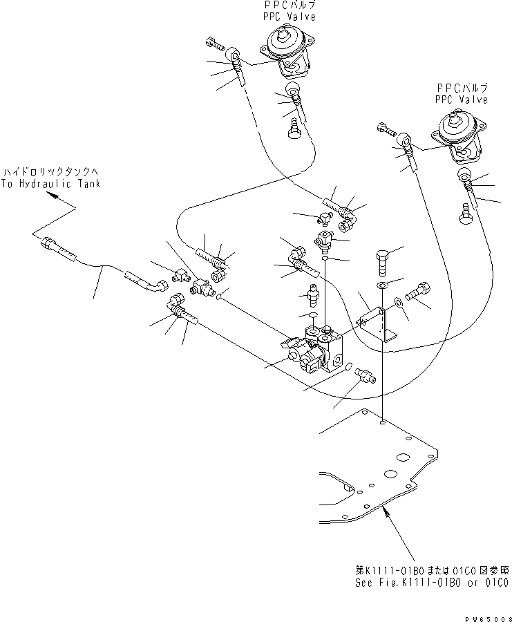 Схема запчастей Komatsu PC20MRX-1 - ОСНОВН. УПРАВЛ-Е (СОЛЕНОИДНЫЙ КЛАПАН И ТРУБЫ) КАБИНА ОПЕРАТОРА И СИСТЕМА УПРАВЛЕНИЯ