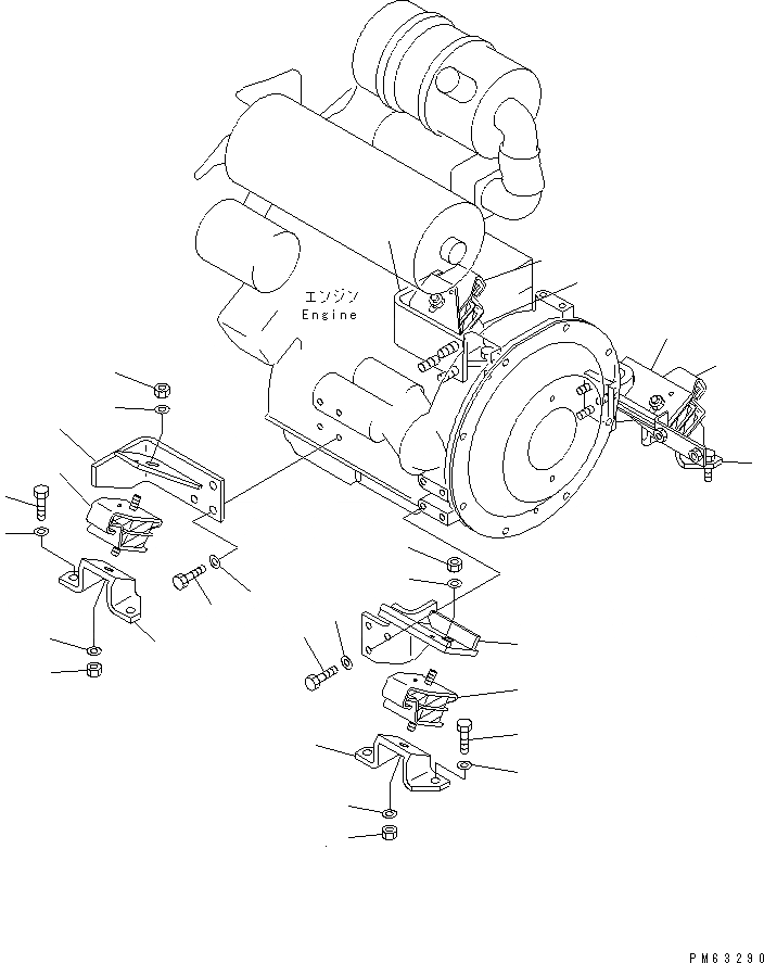Схема запчастей Komatsu PC20R-8 - КРЕПЛЕНИЕ ДВИГАТЕЛЯ КОМПОНЕНТЫ ДВИГАТЕЛЯ