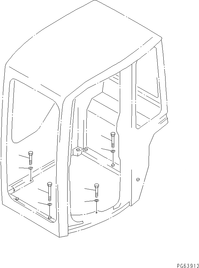 Схема запчастей Komatsu PC20R-8 - КАБИНА (ЭЛЕМЕНТЫ КРЕПЛЕНИЯ) КАБИНА ОПЕРАТОРА И СИСТЕМА УПРАВЛЕНИЯ