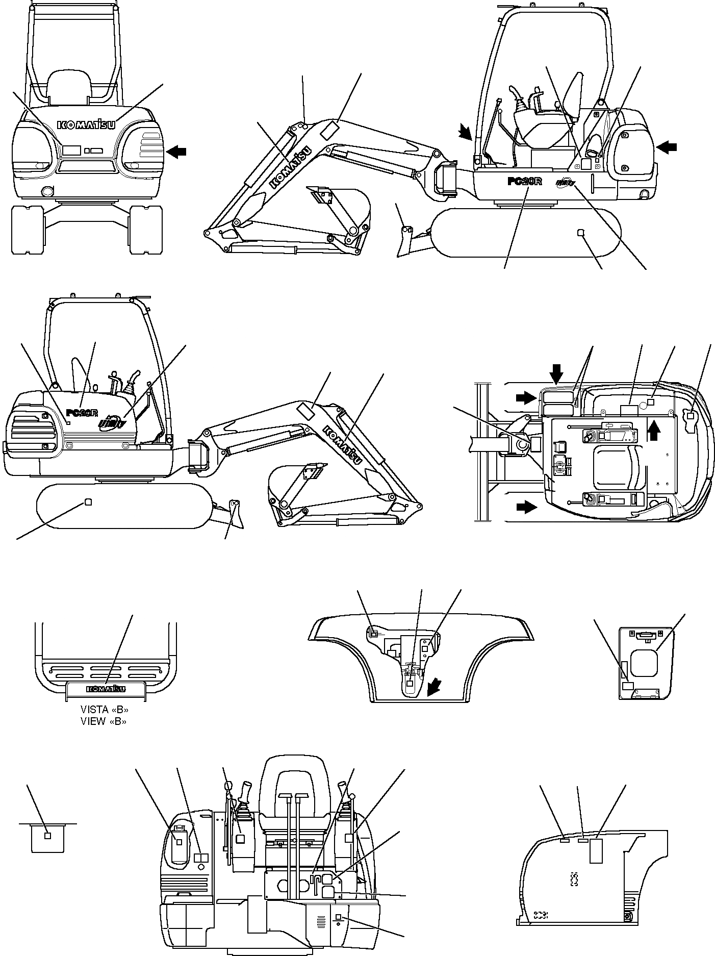 Схема запчастей Komatsu PC20R-8 - МАРКИРОВКА (НАВЕС) МАРКИРОВКА