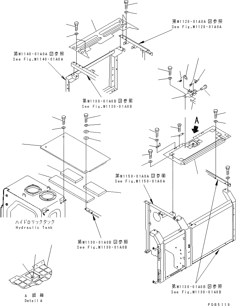 Схема запчастей Komatsu PC210-6D - КРЫШКА(КАБИНА) (ВЕРХН.)(№98-) ЧАСТИ КОРПУСА