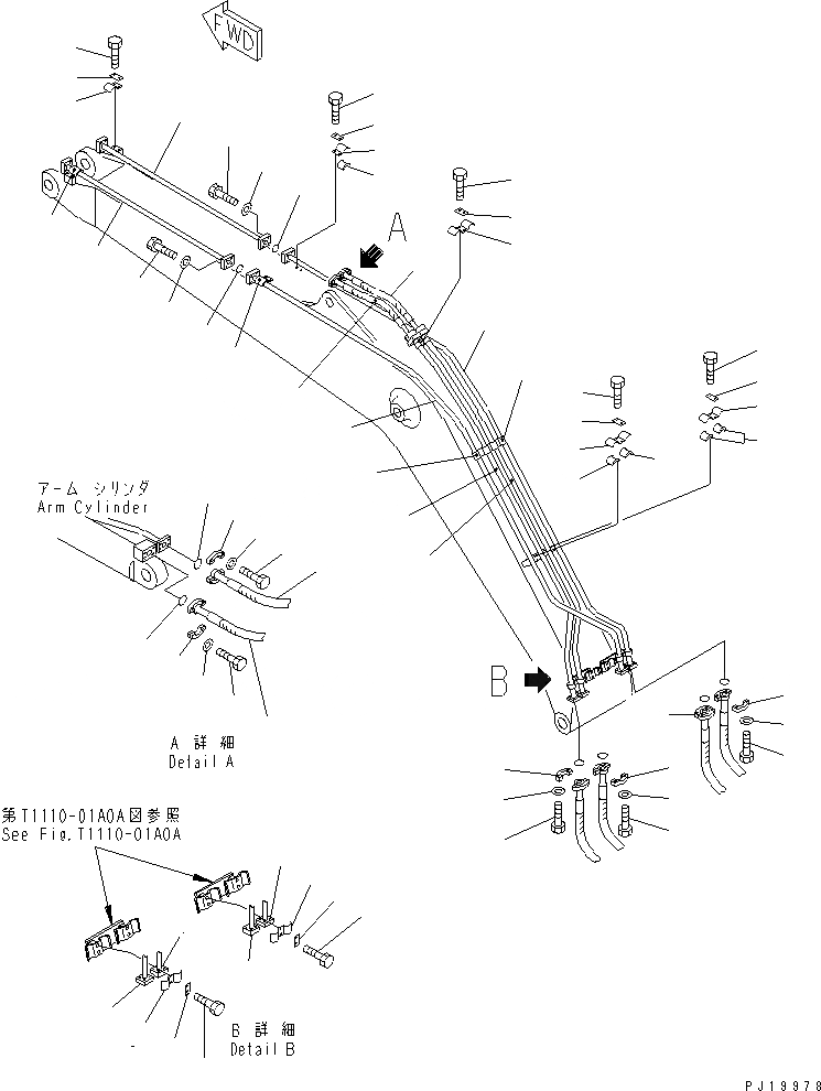 Схема запчастей Komatsu PC210-6D - СТРЕЛА (ЦИЛИНДР РУКОЯТИ И ЦИЛИНДР КОВША)(№8-) РАБОЧЕЕ ОБОРУДОВАНИЕ