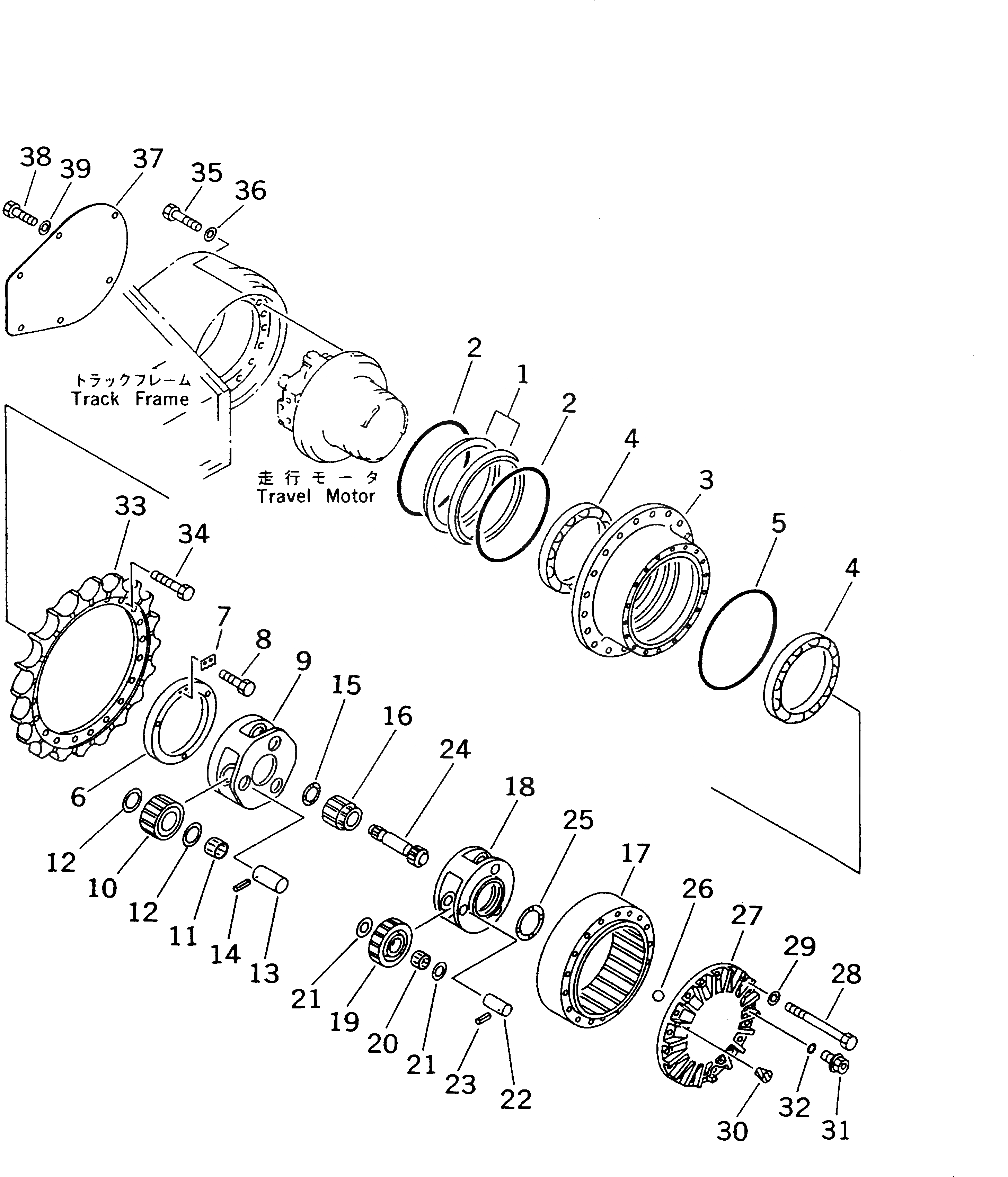 Схема запчастей Komatsu PC210-6G - КОНЕЧНАЯ ПЕРЕДАЧА (СКОРОСТЬ ДВИЖЕНИЯ 3)(№-89) НИЖНЯЯ ГИДРОЛИНИЯ И ЛИНИЯ ХОДА