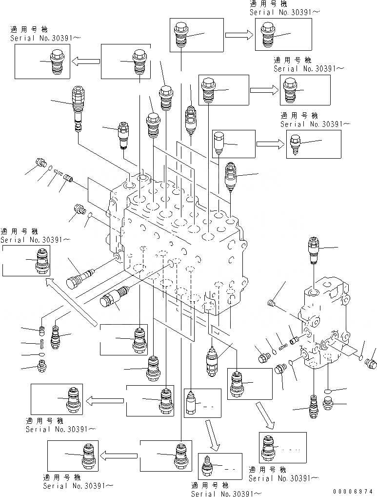 Схема запчастей Komatsu PC210-6G - ОСНОВН. КЛАПАН (/)(№-99) ОСНОВН. КОМПОНЕНТЫ И РЕМКОМПЛЕКТЫ