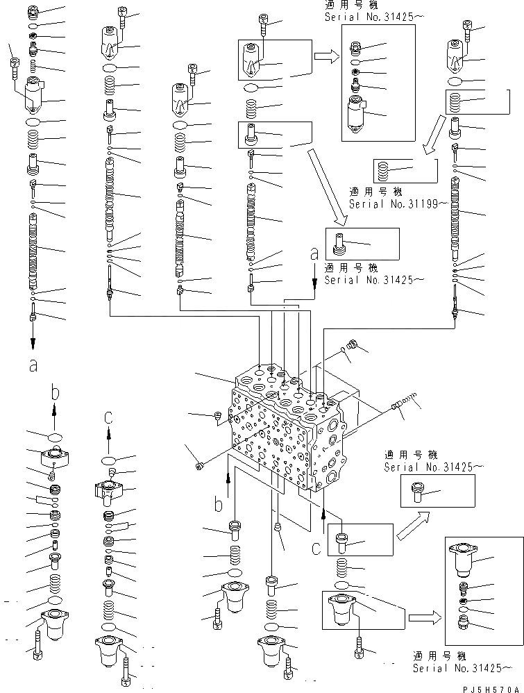 Схема запчастей Komatsu PC210-6G - ОСНОВН. КЛАПАН (-АКТУАТОР) (/)(№98-) ОСНОВН. КОМПОНЕНТЫ И РЕМКОМПЛЕКТЫ