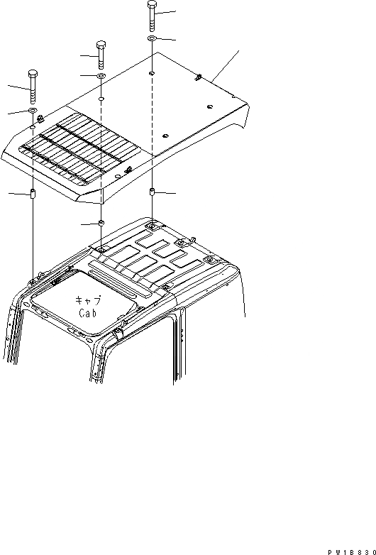 Схема запчастей Komatsu PC210-7-CA - ВЕРХНЯЯ ЗАЩИТА(№-) КАБИНА ОПЕРАТОРА И СИСТЕМА УПРАВЛЕНИЯ