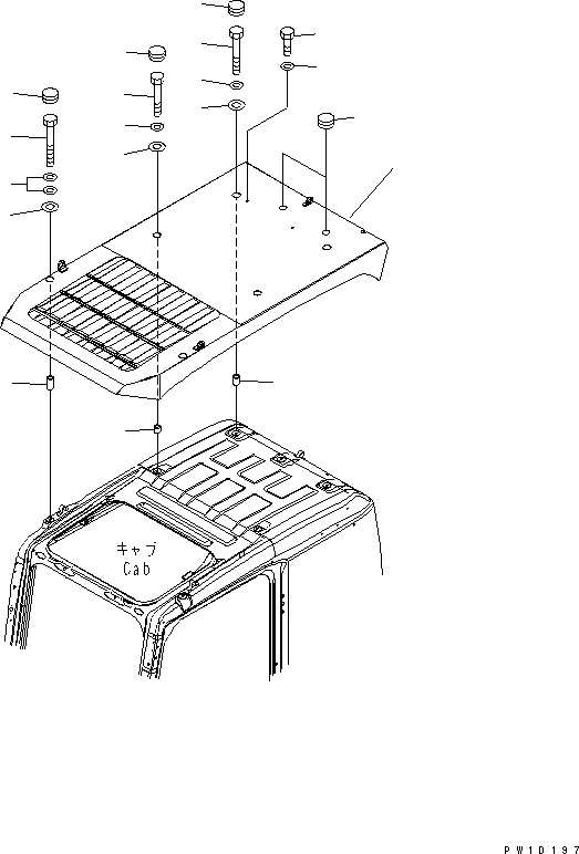 Схема запчастей Komatsu PC210-7-CA - ВЕРХНЯЯ ЗАЩИТА(№-) КАБИНА ОПЕРАТОРА И СИСТЕМА УПРАВЛЕНИЯ