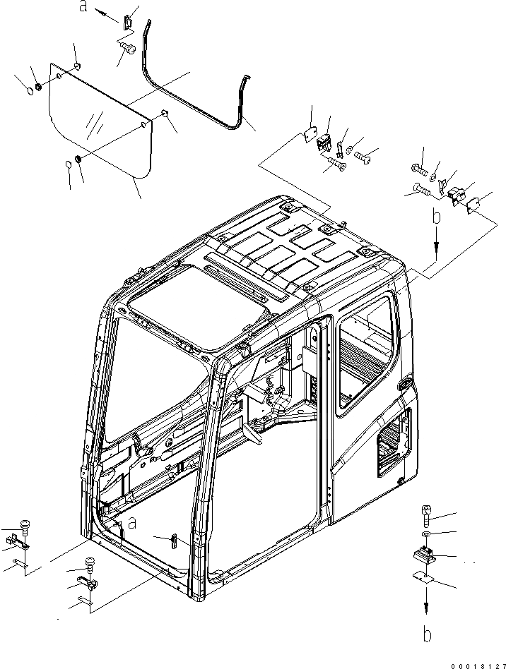 Схема запчастей Komatsu PC210-7-CA - ОСНОВН. КОНСТРУКЦИЯ (КАБИНА) (ПЕРЕДН. НИЖН. ОКНА)(№-) КАБИНА ОПЕРАТОРА И СИСТЕМА УПРАВЛЕНИЯ