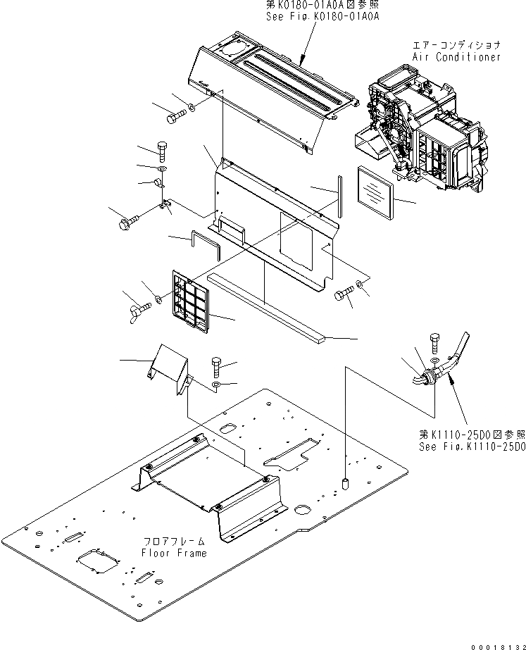 Схема запчастей Komatsu PC210-7-CA - ОСНОВН. КОНСТРУКЦИЯ (КАБИНА) (ПЕРЕГОРОДКА И ОБДУВ НОГ)(№-) КАБИНА ОПЕРАТОРА И СИСТЕМА УПРАВЛЕНИЯ