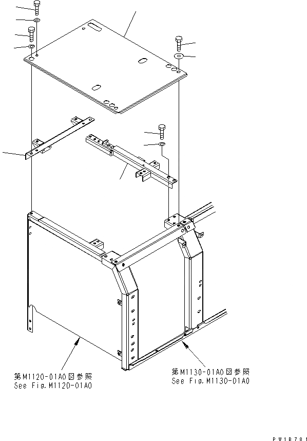 Схема запчастей Komatsu PC210-7-CA - ПЕРЕГОРОДКА. ЧАСТИ КОРПУСА