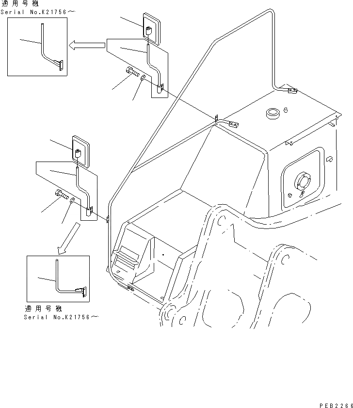 Схема запчастей Komatsu PC210-5K - ЗАДН. VIEW MIRROR¤ ПРАВ. (СПЕЦ-Я TBG) (ДЛЯ SCANDINAVIA)(№K9-) ЧАСТИ КОРПУСА