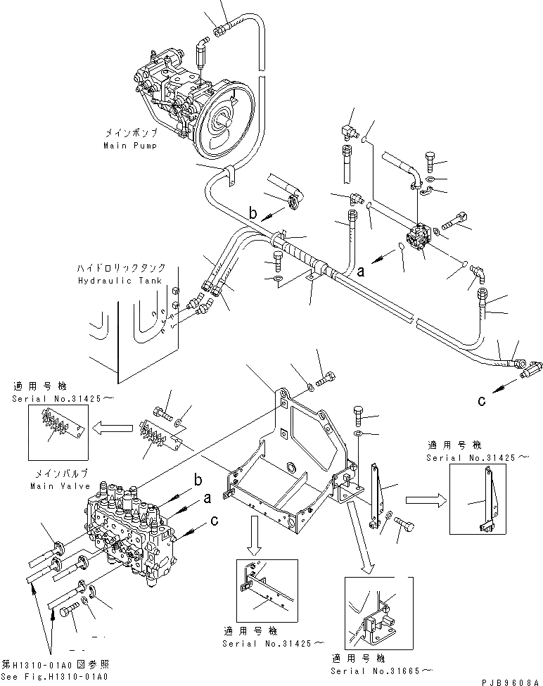 Схема запчастей Komatsu PC210-6 - ОСНОВН. КЛАПАН (КОРПУС КЛАПАНА)(№98-) ГИДРАВЛИКА