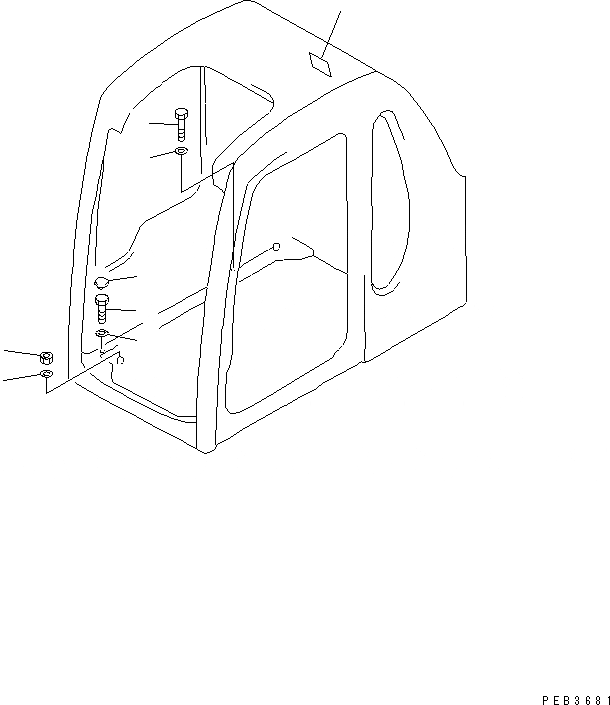 Схема запчастей Komatsu PC210-6 - КАБИНА (ЧАСТИ Д/УСТАНОВКИ)(№8-) КАБИНА ОПЕРАТОРА И СИСТЕМА УПРАВЛЕНИЯ