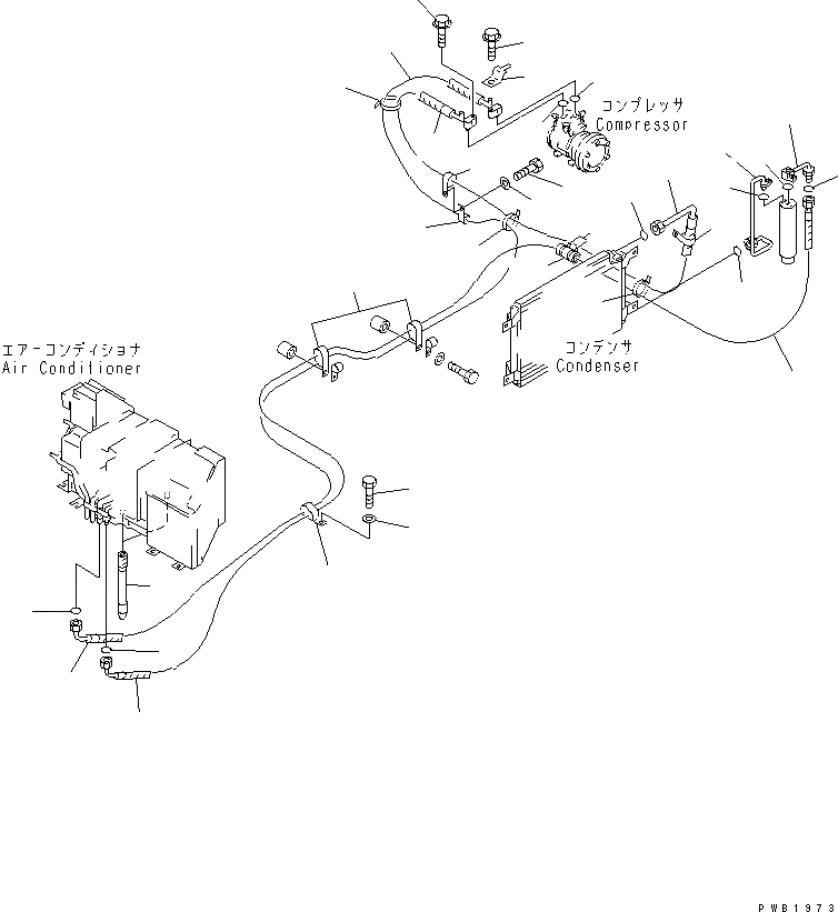 Схема запчастей Komatsu PC210-6 - КОНДИЦ. ВОЗДУХА (ЛИНИЯ ОХЛАЖДЕНИЯ)(№-89) КАБИНА ОПЕРАТОРА И СИСТЕМА УПРАВЛЕНИЯ