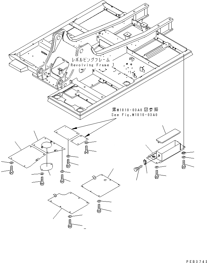 Схема запчастей Komatsu PC210-6 - НИЖН. КРЫШКА (ОСНОВНАЯ РАМА) (ЛЕВ. КРЫШКАAND ЯЩИК Д/ИНСТРУМЕНТА)(№9-9) ЧАСТИ КОРПУСА