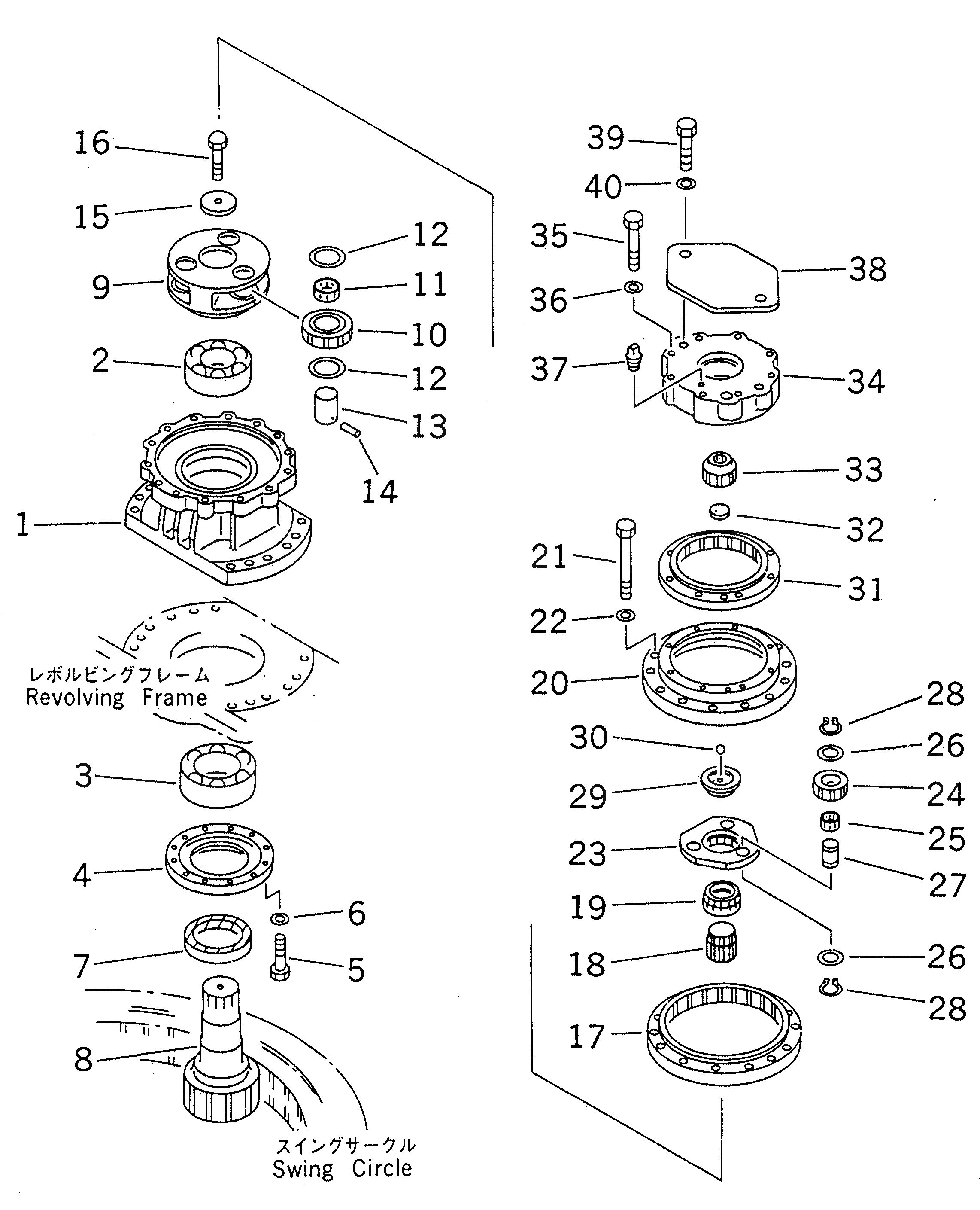 Схема запчастей Komatsu PC210-6 - МЕХАНИЗМ ПОВОРОТА (ПОСТАВЛЯЕТСЯ ОТДЕЛЬНО)(№-9) ОСНОВН. КОМПОНЕНТЫ И РЕМКОМПЛЕКТЫ