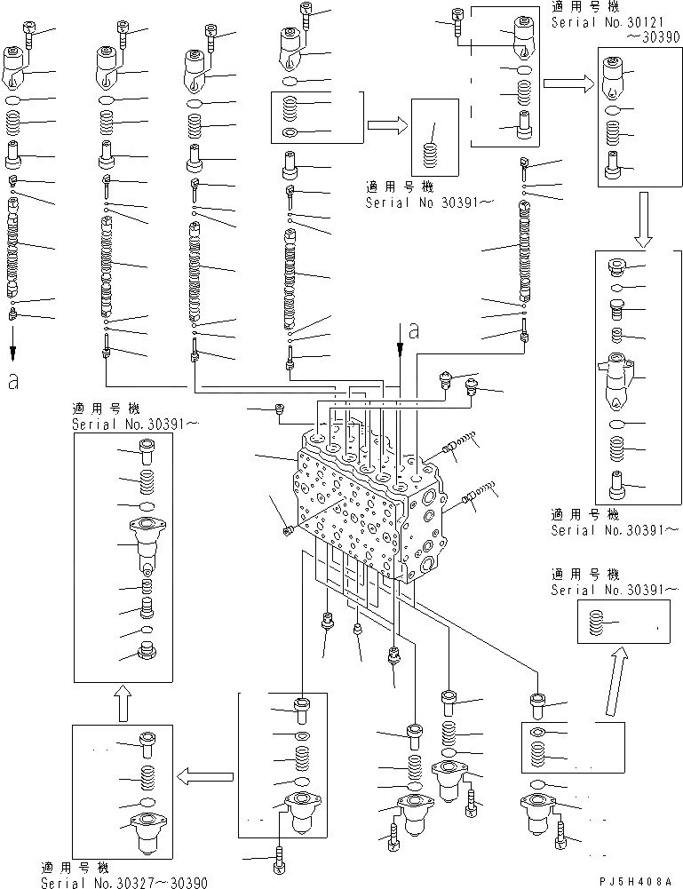 Схема запчастей Komatsu PC210-6 - ОСНОВН. КЛАПАН (/)(№-99) ОСНОВН. КОМПОНЕНТЫ И РЕМКОМПЛЕКТЫ