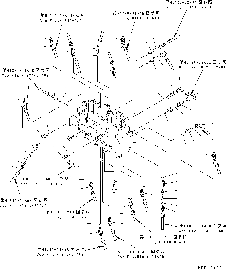 Схема запчастей Komatsu PC210-6 - ОСНОВН. КЛАПАН (КЛАПАН) (С СЕРВИСНЫЙ КЛАПАН)(№-9) ГИДРАВЛИКА