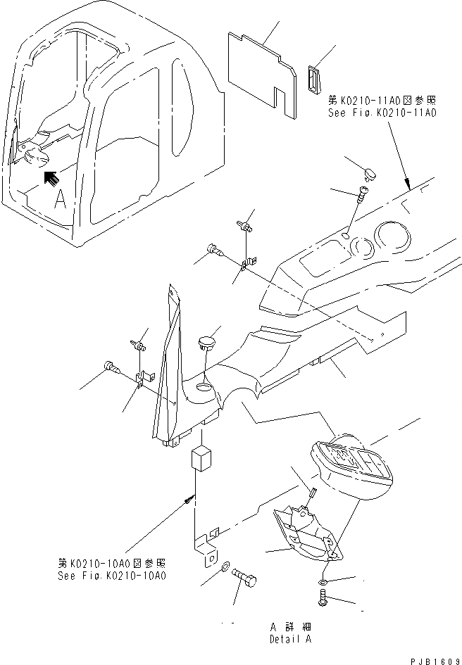 Схема запчастей Komatsu PC210-6 - КАБИНА (КРЫШКА ПАНЕЛИ С МОНИТОРОМ)(№-) КАБИНА ОПЕРАТОРА И СИСТЕМА УПРАВЛЕНИЯ